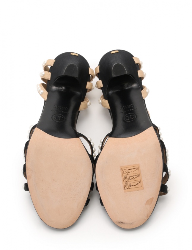 シャネル CHANEL バックストラップサンダル ヒール ココマーク 黒  