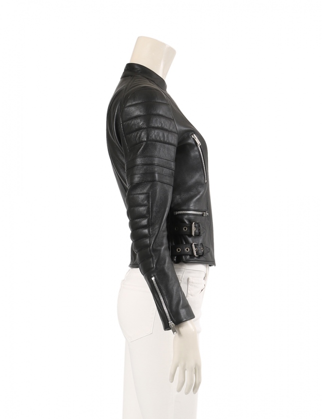 セリーヌ CELINE バイカージャケット ライダース 黒 36 アウター 無地