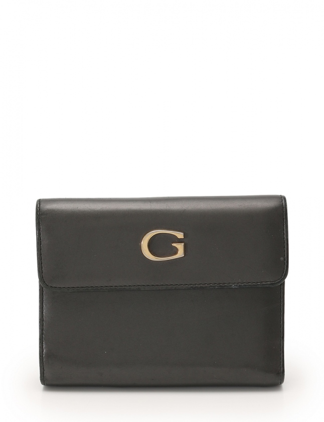 グッチ GUCCI 三つ折り手帳カバー 黒 小物 レザー 031 1521 G金具 