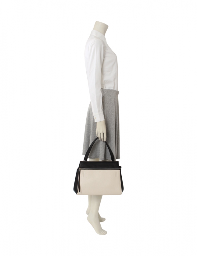 セリーヌ CELINE ハンドバッグ エッジ ベージュ 黒 レザー EDGE バイ 