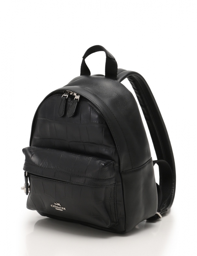 COACH 型押しレザー ブラックバックパックリュック