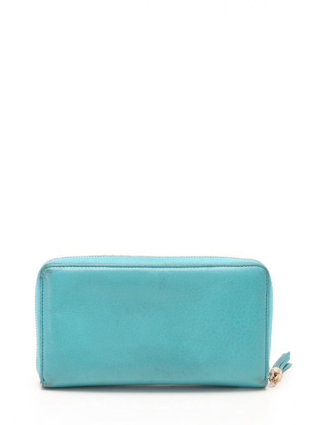 GUCCI ラウンドジップ インターロッキング ターコイズブルー 長財布