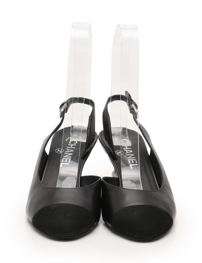 シャネル CHANEL バックストラップパンプス 黒 36.5 C シューズ 23.5cm