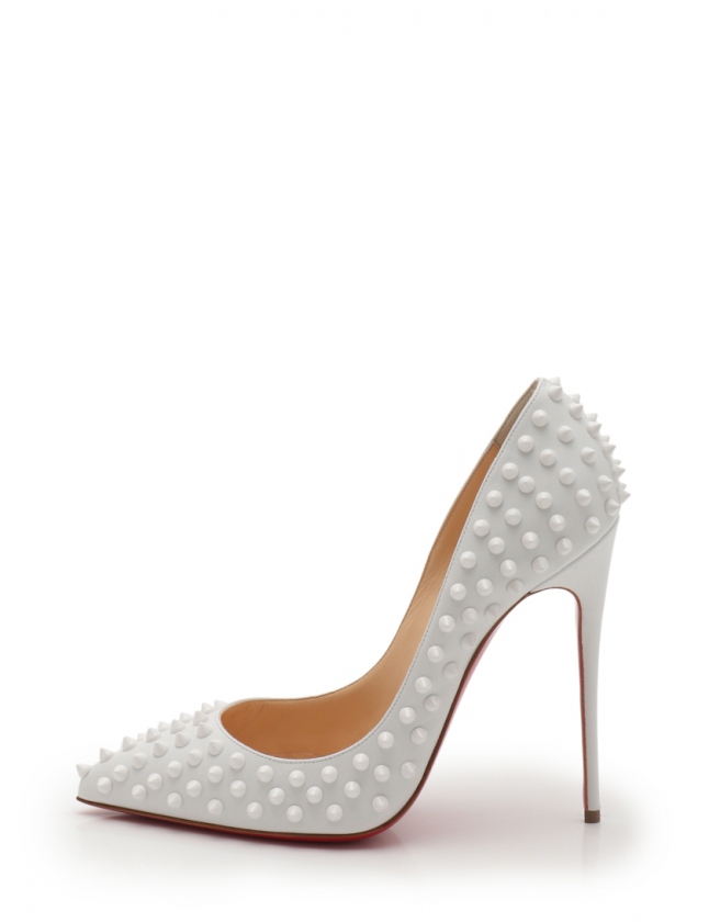 レア新品クリスチャンルブタンスパイクパンプス34.5ホワイトゴールド  