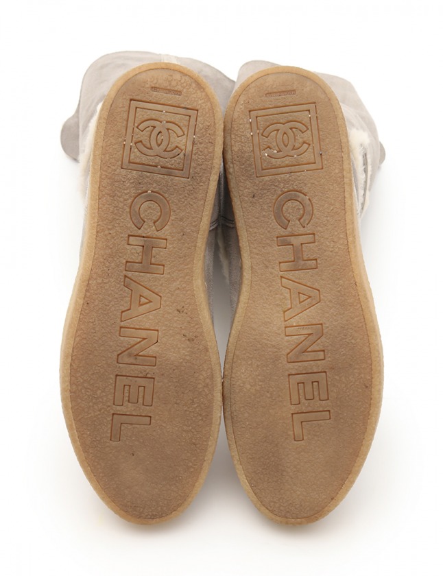 シャネル CHANEL ブーツ スポーツライン グレー 37 シューズ