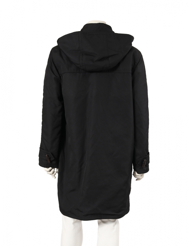 エルメス HERMES ダッフルコート 黒 50 アウター 無地 XL ナイロン