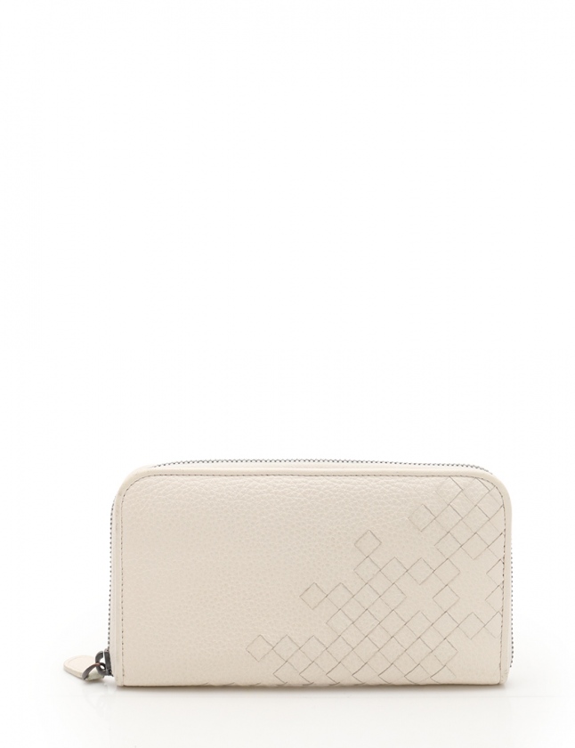ボッテガヴェネタ イントレチャート　ラウンドファスナー　 長財布 　アイボリー ボッテガヴェネタ BOTTEGA VENETA ラウンドファスナー長財布