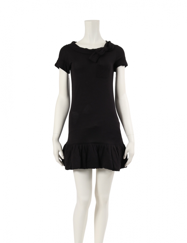 レッド ヴァレンティノ Red Valentino ワンピース 黒 白 S 半袖 ミニ丈 レース レーヨン リボン レディース 114 ベクトルパーク