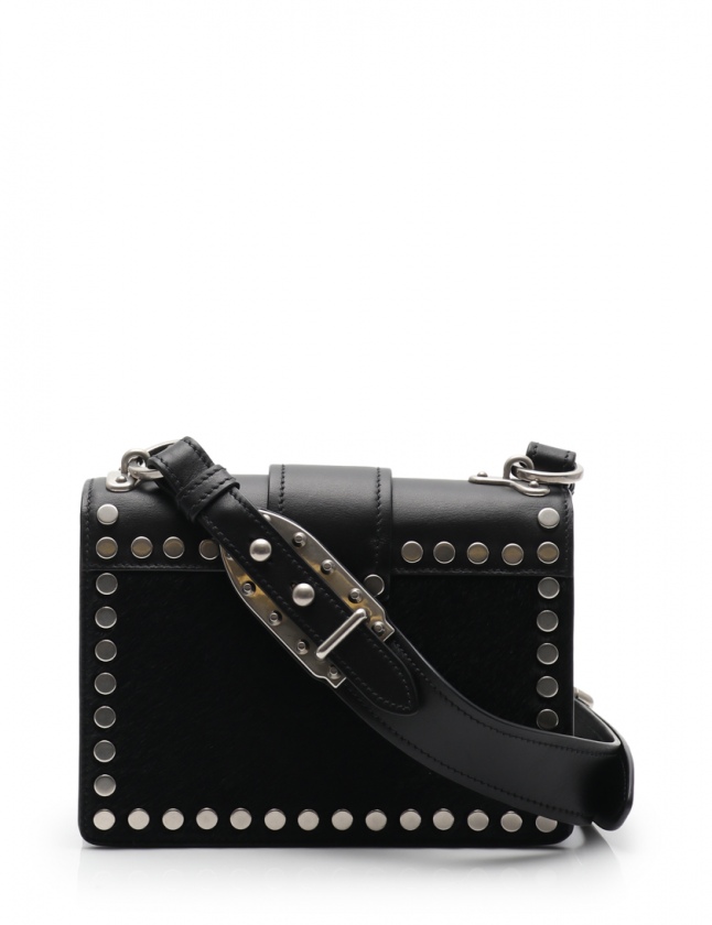 プラダ PRADA ショルダーバッグ カイエ 黒 1BD045 レザー ハラコ 