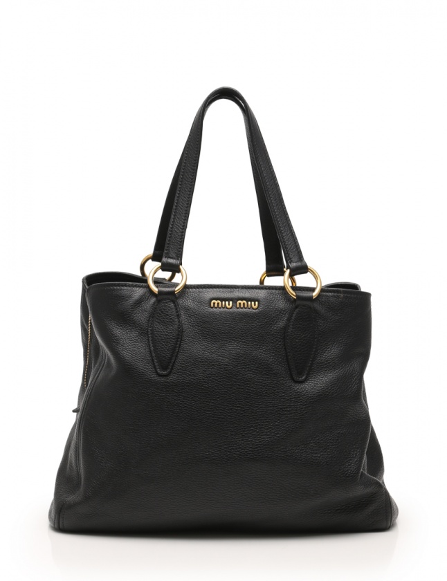 ミュウミュウ miumiu トートバッグ ショルダーバッグ 黒 RR1901 レザー 