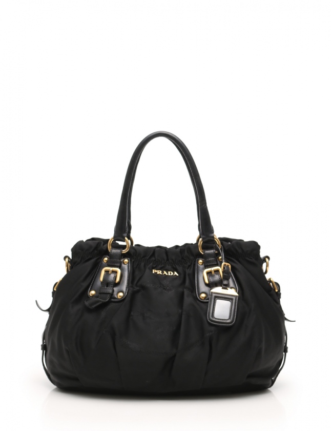 プラダ PRADA トートバッグ ショルダーバッグ 黒 ナイロン レザー 