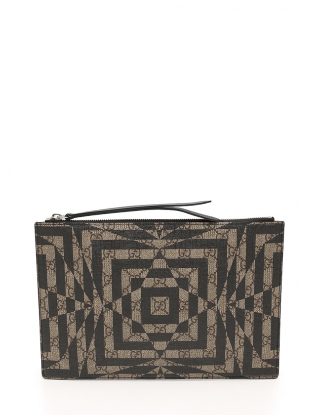 グッチ GUCCI クラッチバッグ GGカレイド ベージュ 黒 411417 PVC 