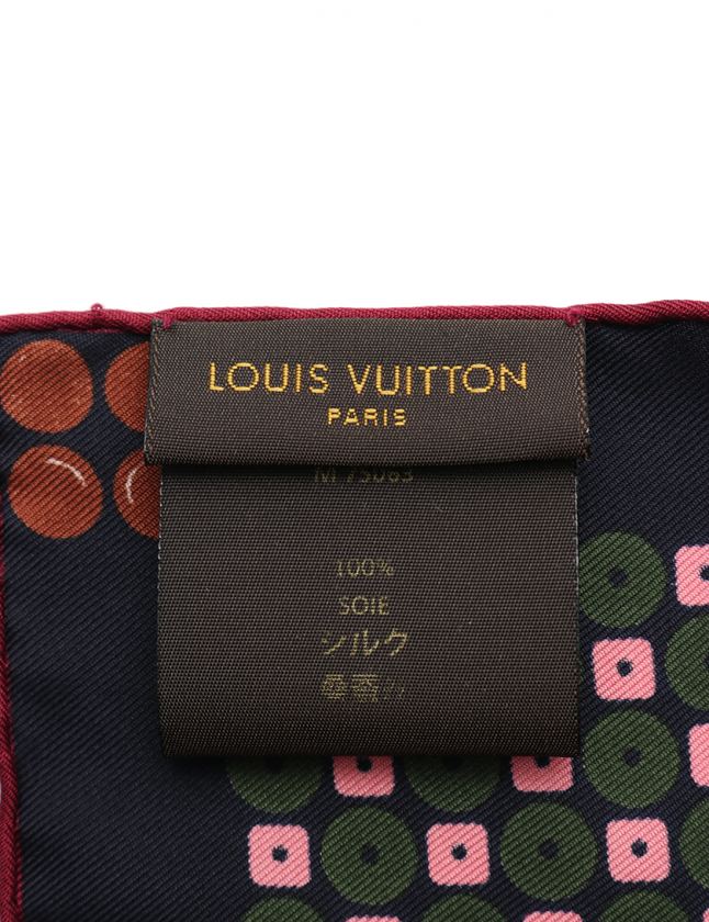 ルイヴィトン LOUIS VUITTON スカーフ ダミエ ネイビー マルチカラー 