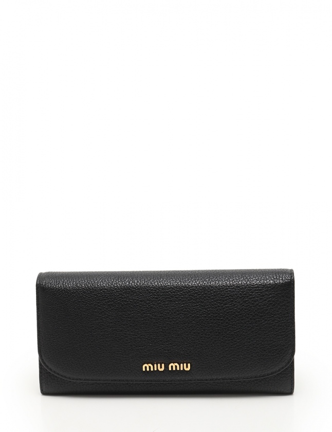 ミュウミュウ miumiu 二つ折り長財布 マドラス 黒 小物 レザー 5MH109 