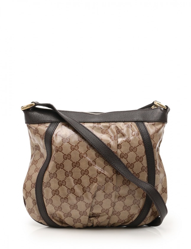 グッチ GUCCI ショルダーバッグ GGクリスタル ベージュ 茶 265691 