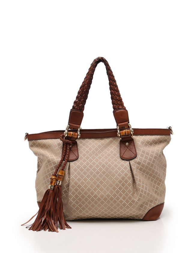 グッチ GUCCI トートバッグ ディアマンテ バンブー ベージュ ブラウン 