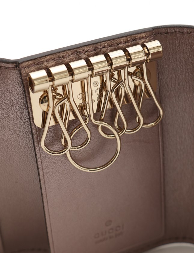 グッチ GUCCI 6連キーケース マイクログッチシマ ピンク 小物 エナメル