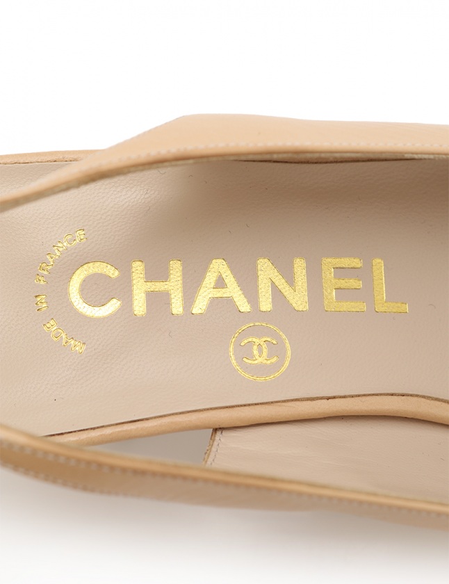 シャネル CHANEL バックストラップパンプス スリングバック ベージュ