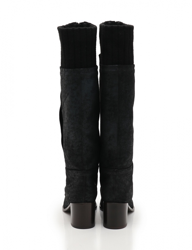 シャネル CHANEL ロングブーツ 黒 37 シューズ 24cm G29222 スエード