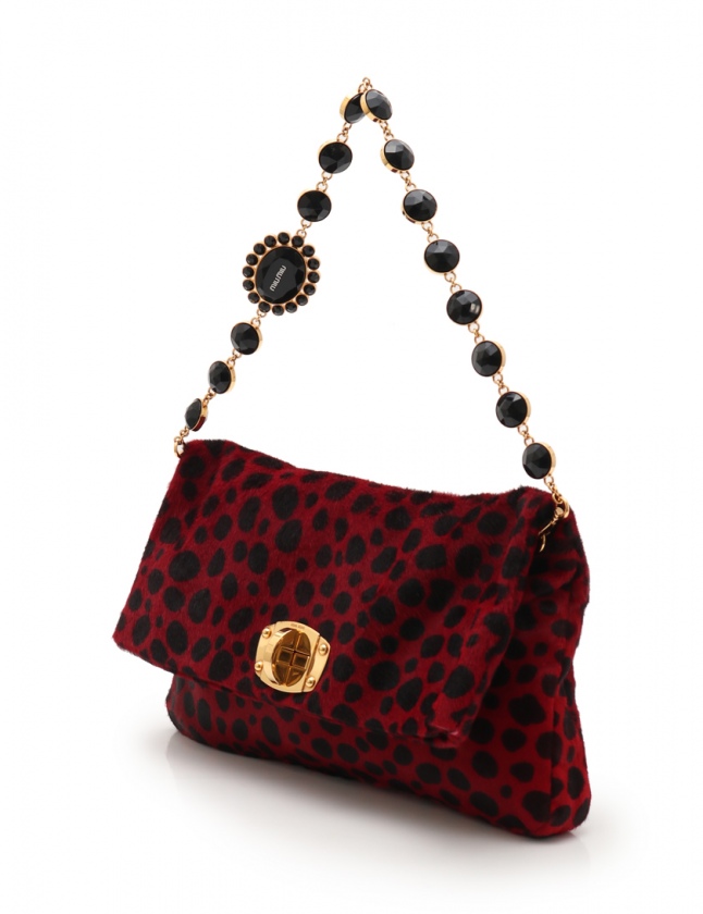 ミュウミュウ miumiu クラッチバッグ ショルダーバッグ 赤 黒 ハラコ  