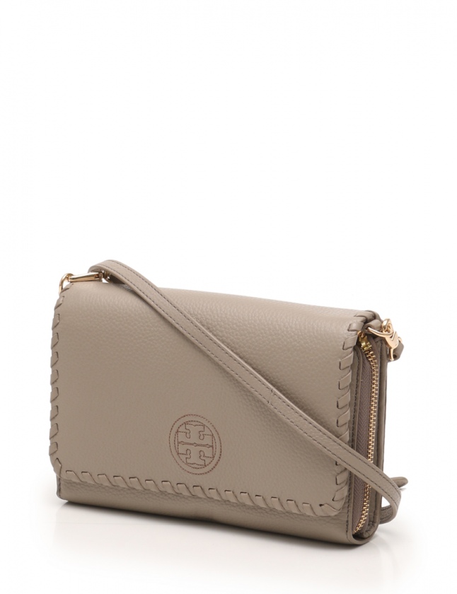 トリーバーチ TORY BURCH ショルダーウォレット グレーベージュ レザー 