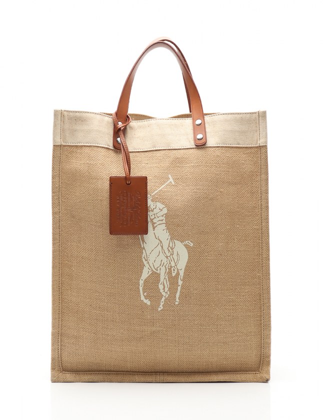 ラルフローレン RALPH LAUREN トートバッグ ビッグポニー ベージュ 茶 