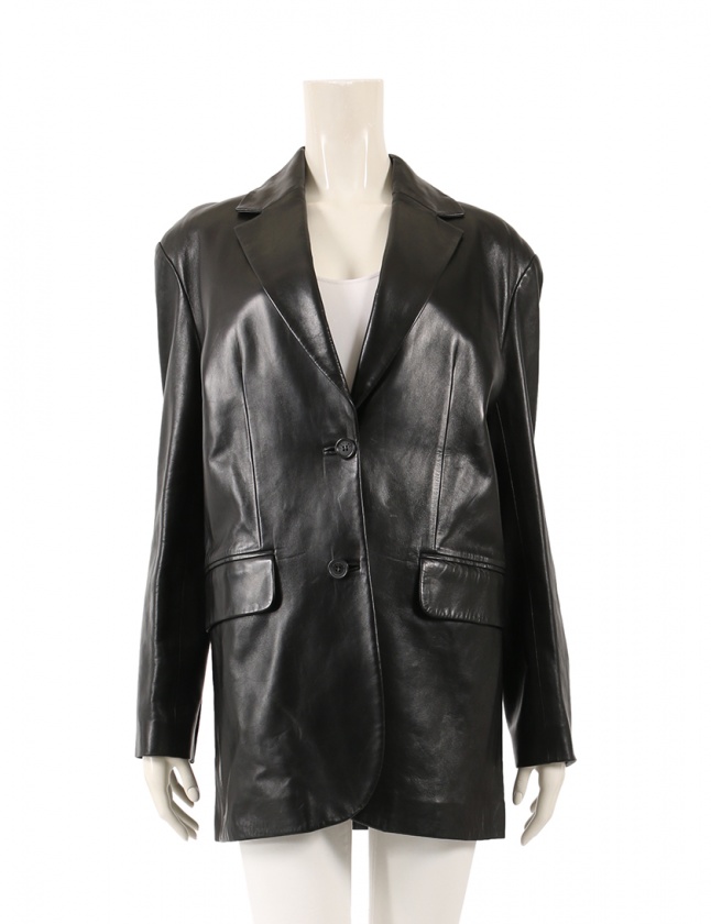 セリーヌ Celine レザージャケット 黒 40 アウター 無地 L レザー レディース 114 ベクトルパーク