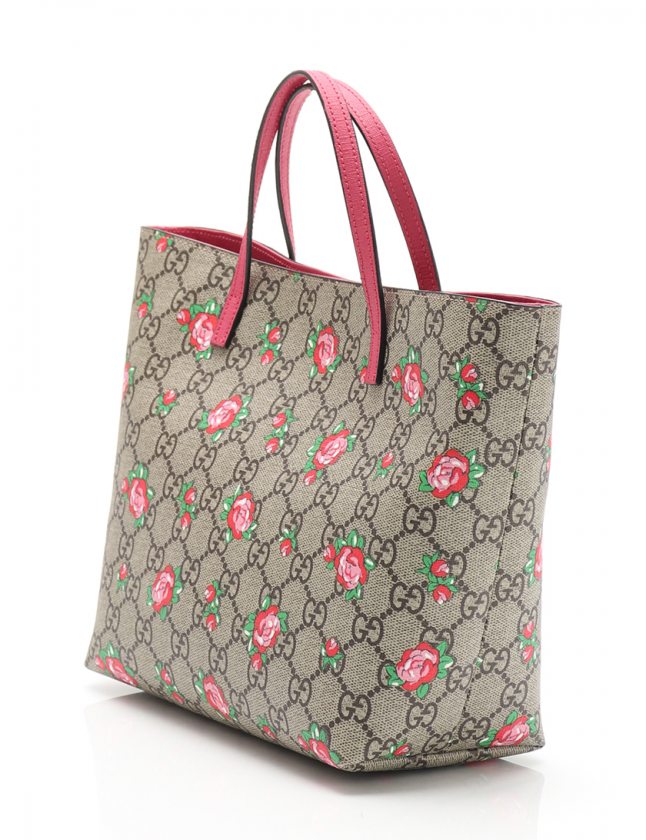 グッチ GUCCI トートバッグ GGスプリーム ローズ柄 ベージュ ピンク