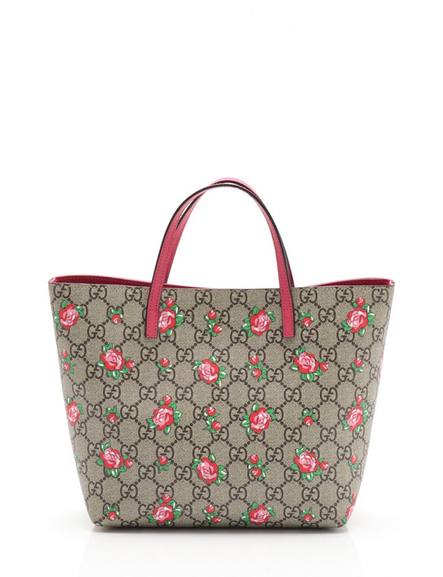 グッチ GUCCI トートバッグ GGスプリーム ローズ柄 ベージュ ピンク 
