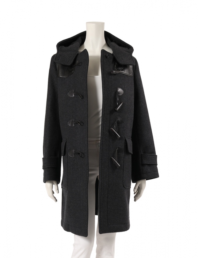 セリーヌ CELINE ダッフルコート ダークグレー 黒 36 アウター 無地 M