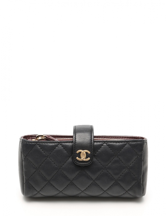 シャネル CHANEL コインケース ポーチ マトラッセ 黒 小物 ラムスキン 
