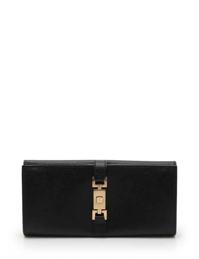 グッチ GUCCI Wホック長財布 ジャッキー 黒 小物 レザー 035 1502  