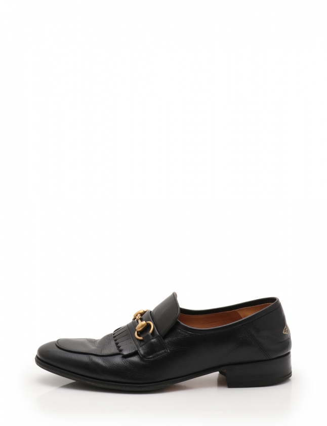 GUCCI グッチ 7 25.5 ホースビット ローファー レザー ブラック