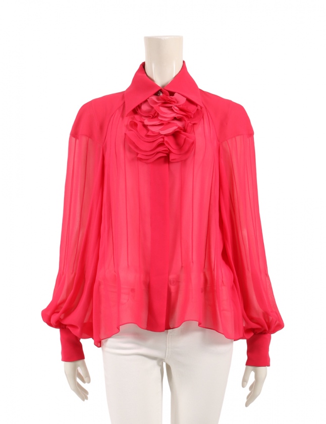 CHANEL フラワープリント 長袖ブラウス サイズ42 CHANEL フラワープリント 長袖ブラウス サイズ42 新作☆すぐ届く