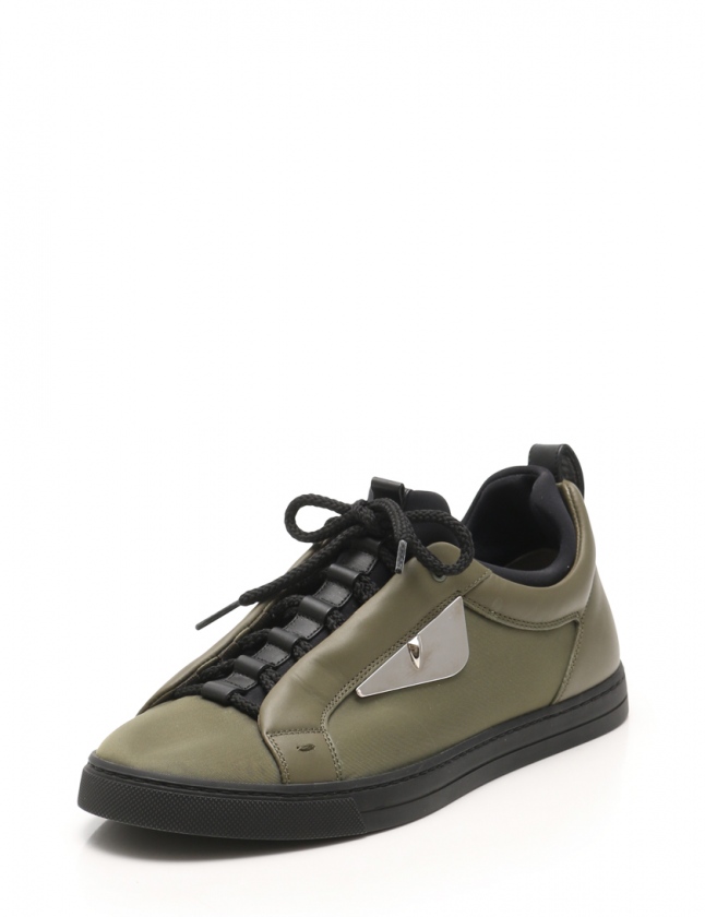 フェンディ FENDI スニーカー ローカット バグズ モンスター カーキ 5 
