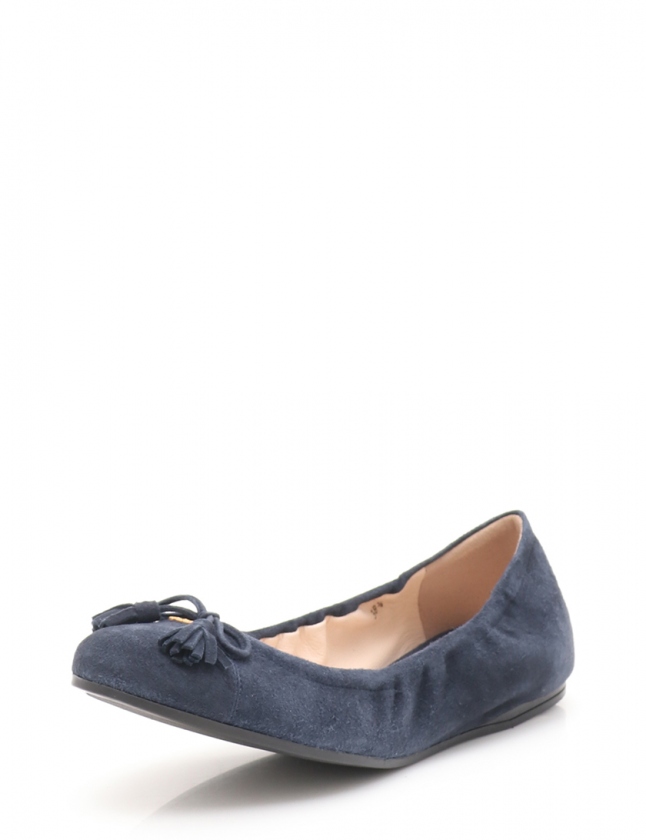プラダ PRADA フラットシューズ バレエシューズ ネイビー 38.5 