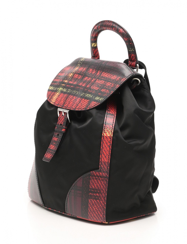 プラダ PRADA バックパック リュック 黒 赤 紫 1BZ038 ナイロン レザー