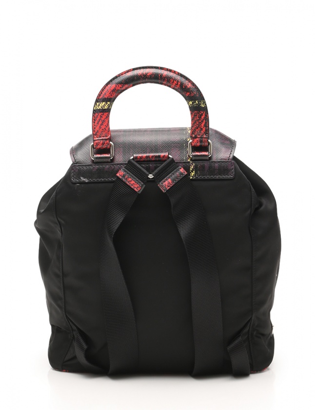 プラダ PRADA バックパック リュック 黒 赤 紫 1BZ038 ナイロン レザー
