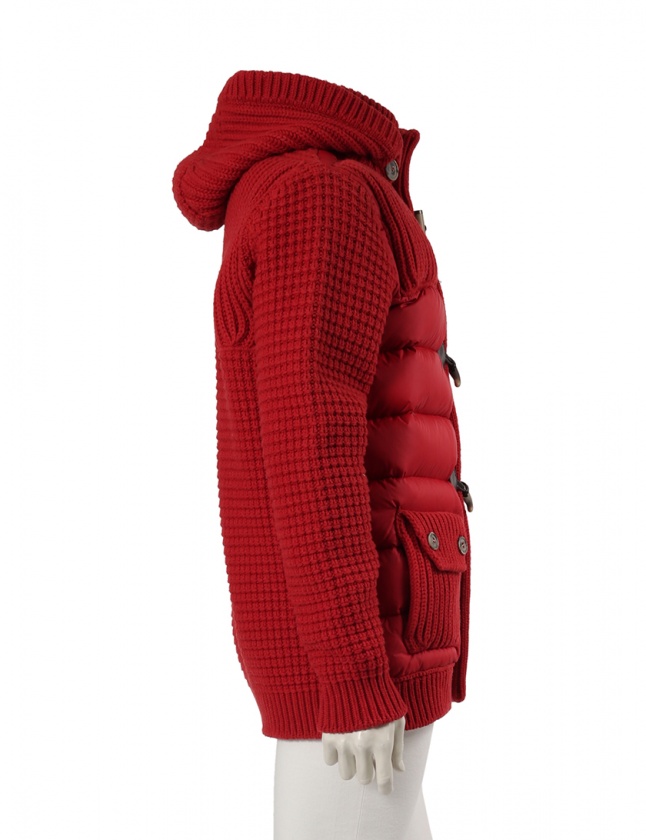 【 希少カラー 】 バーク　ダッフルコート　ニット　ワインレッド　Lサイズ バーク ニットダッフルコート 赤 希少カラー 】 バーク ダッフルコート