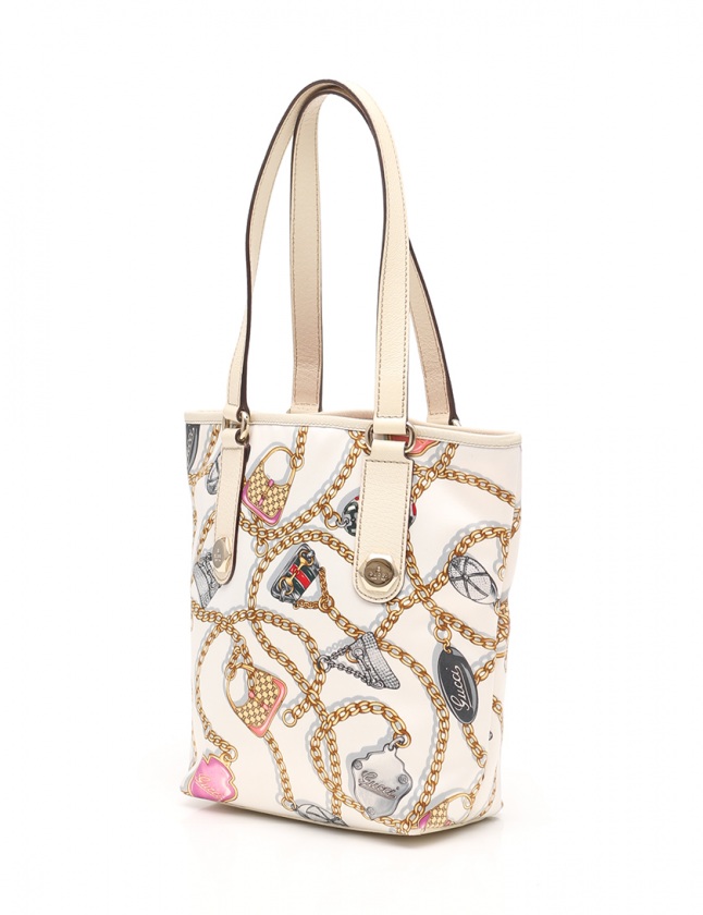 グッチ GUCCI トートバッグ チェーン柄 アイボリー マルチカラー 