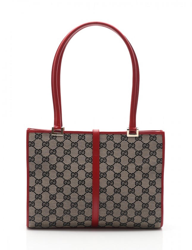 グッチ GUCCI トートバッグ ジャッキー ベージュ 黒 赤 002 1073 
