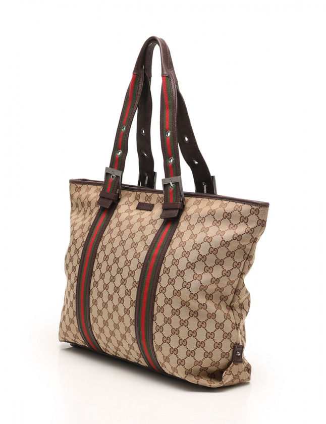 GUCCI トートバッグ シェリーライン キャンバス レザー 132898 【公式