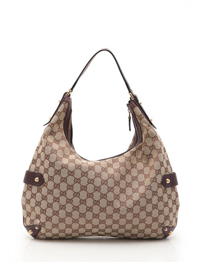 グッチ GUCCI ショルダーバッグ GGキャンバス ホースビット ベージュ 