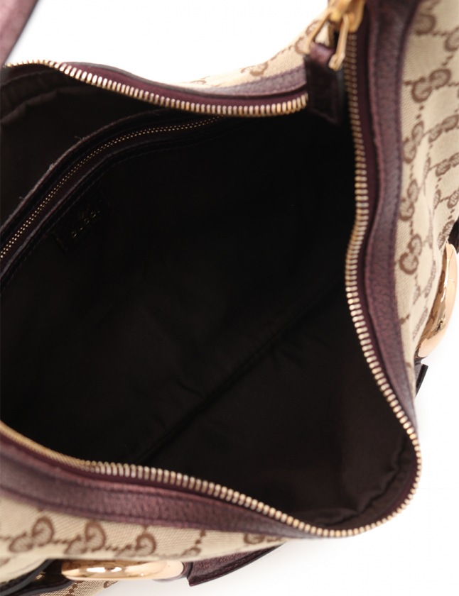 グッチ GUCCI ショルダーバッグ GGキャンバス ホースビット ベージュ 