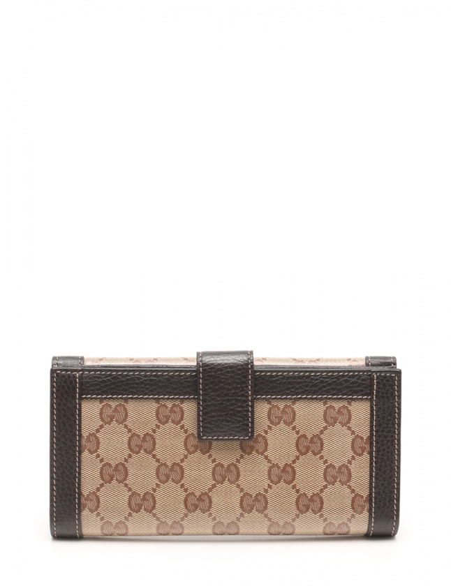グッチ GUCCI 二つ折り長財布 GGクリスタル ベージュ ダークブラウン 