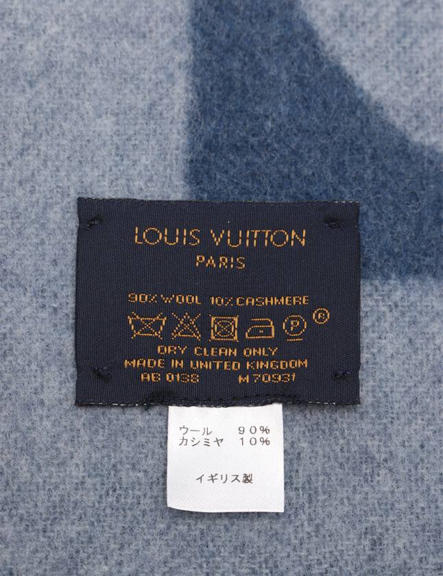 ルイヴィトン LOUIS VUITTON マフラー モノグラム 青 水色 小物 ウール