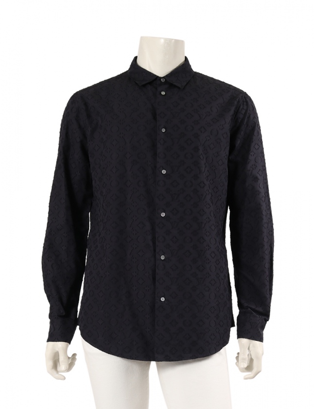 ルイヴィトン LOUIS VUITTON シャツ モノグラム ネイビー XL トップス 