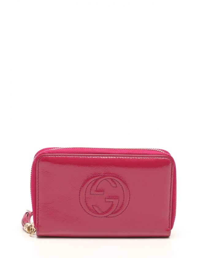 GUCCI エナメルレザー 二つ折り財布 グッチ GUCCI ラウンドファスナー二つ折り財布 ミディアム インター
