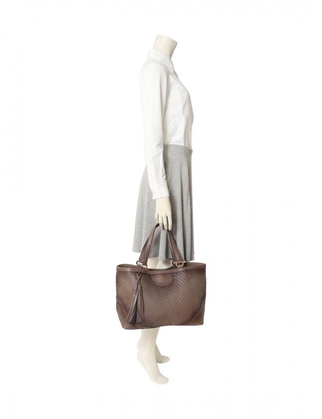 グッチ マイクログッチッシマ タッセル トートバッグ 296910 グッチ GUCCI トートバッグ マイクログッチシマ グレー 296910