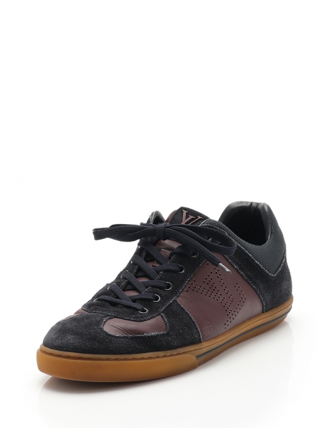 ルイヴィトン LOUIS VUITTON スニーカー ローカット 茶 黒 7.5 